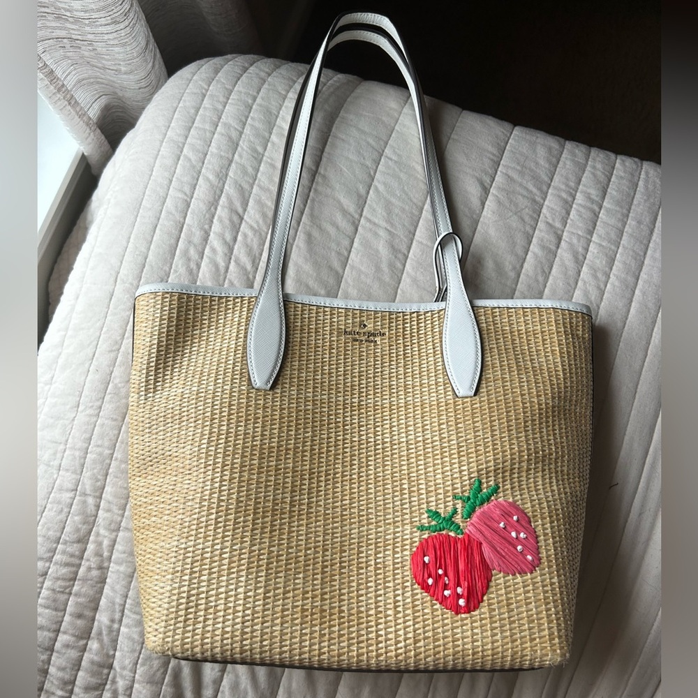 Kate Spade New York Picnic In The Park Small Tote With Strawberry Embroidery